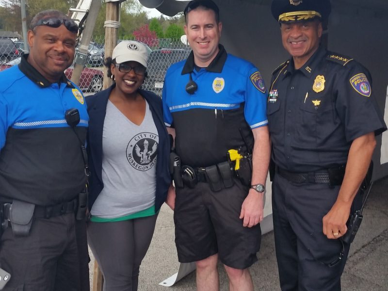 Mayor Sims shows off the City’s Bike Patrol Officers.